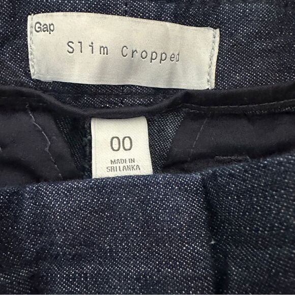 GAP Slim Cropped Jeans Stretch Denim Dark Wash Trouser Look size 00 - Picture 4 of 4